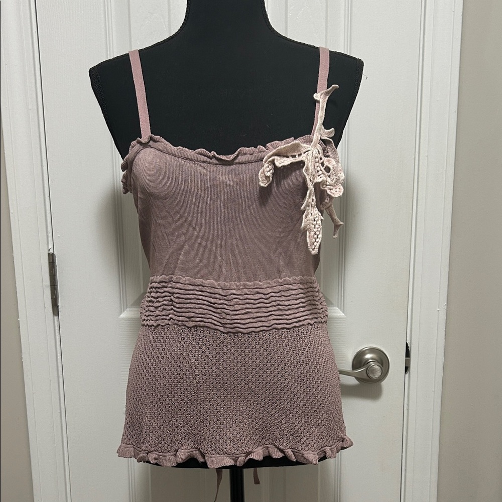 Purple Sleeveless Top with Lace Detail